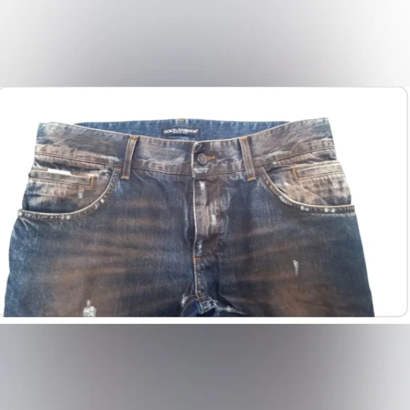 Dolce & Gabbana Distressed Denim Ripped Design Size 48